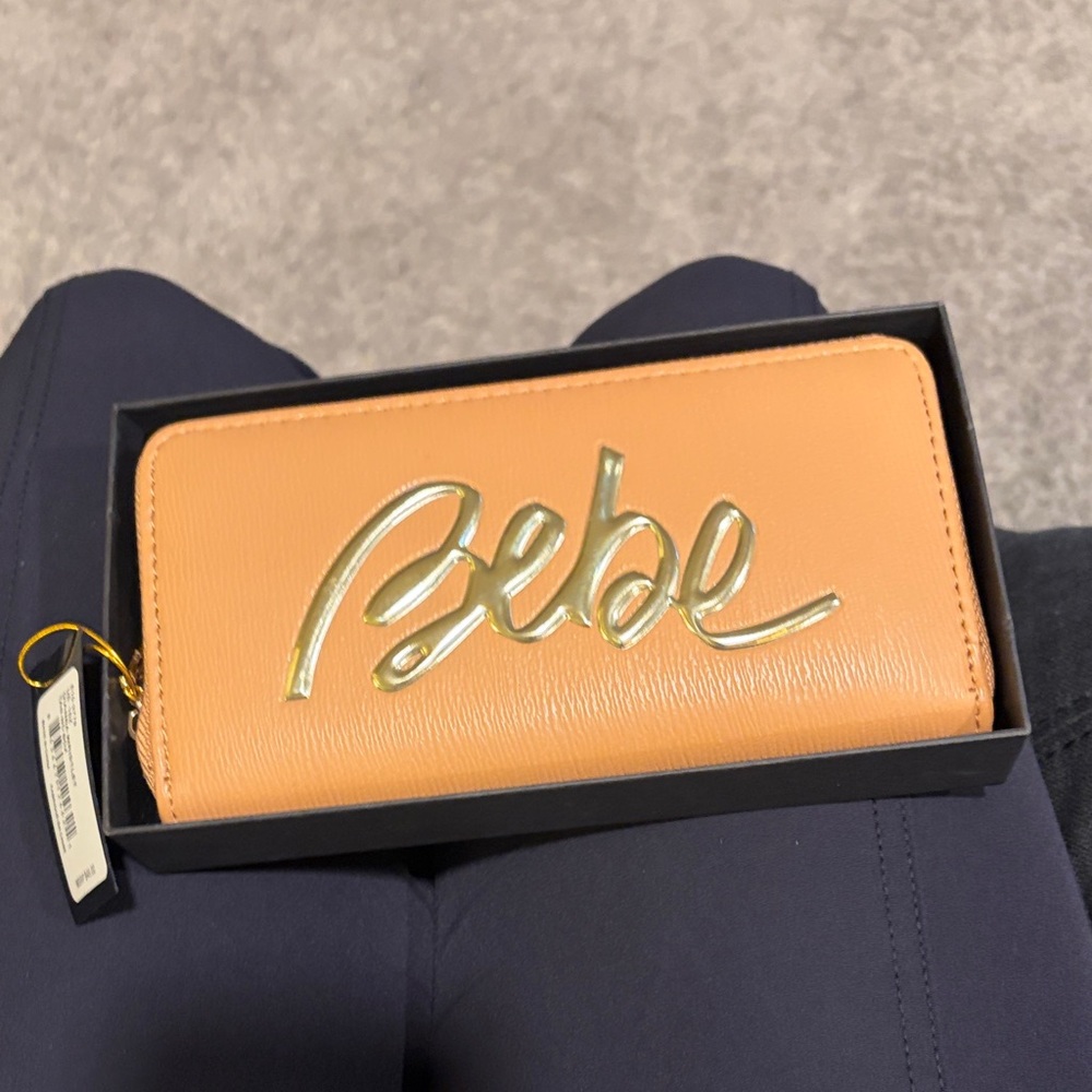 Bebe Gold Accent Tan Wallet